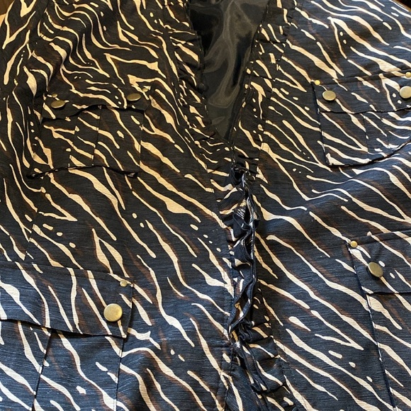 Women's Silk Jacket Blazer Ruffled Animal Print Luxury Office Business Casual - Picture 14 of 15